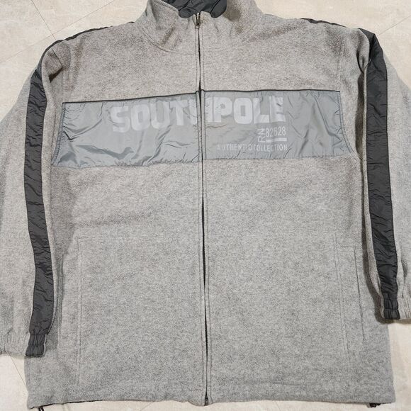 VTG Y2K Southpole Mens 2XL Reversible Spellout Fleece Bomber Jacket Streetwear - Picture 4 of 15